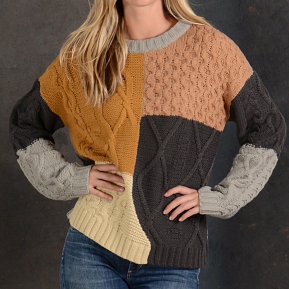 Cliche Sweaters - Cliche | Womens Wool Blend Sweater | Patchwork